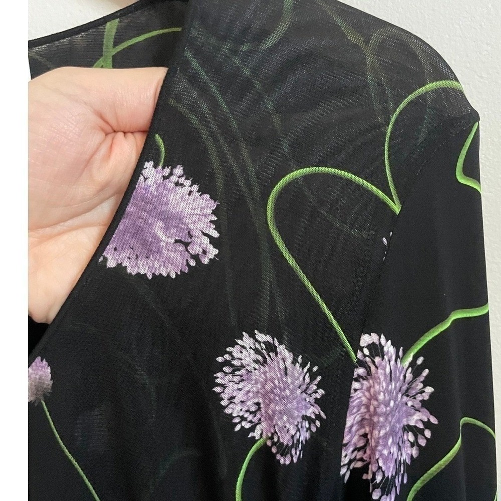 Stella McCartney Ruched Waist Twisted Floral Mesh Dress Black Size XS, Size Med - Picture 13 of 17